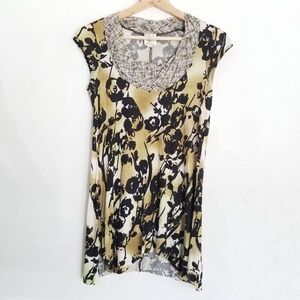 Anthropologie Weston Wear Black Floral Cap Sleeve Blouse Top Size XS